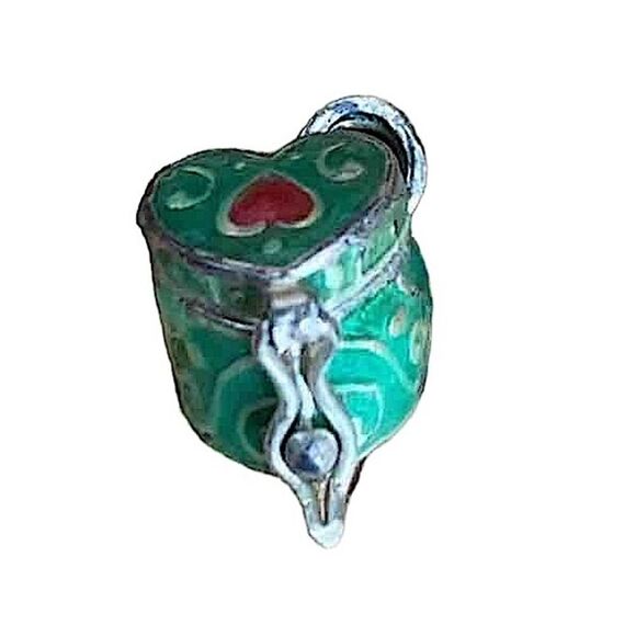 Tibetan Prayer Box Sterling Silver Enameled Wish Box Pendant - Picture 2 of 12